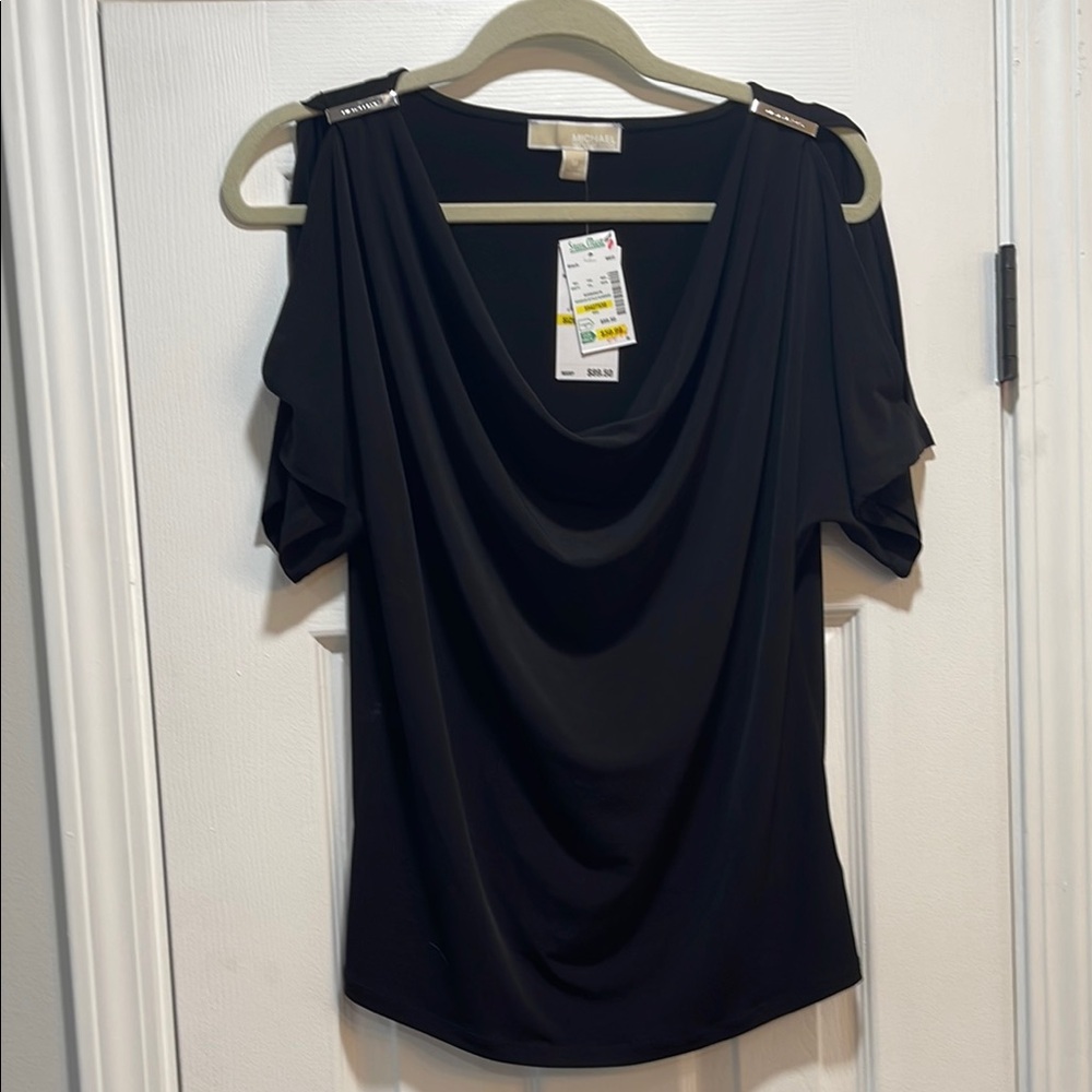 Michael Kors Black Cut Out Relaxed Blouse